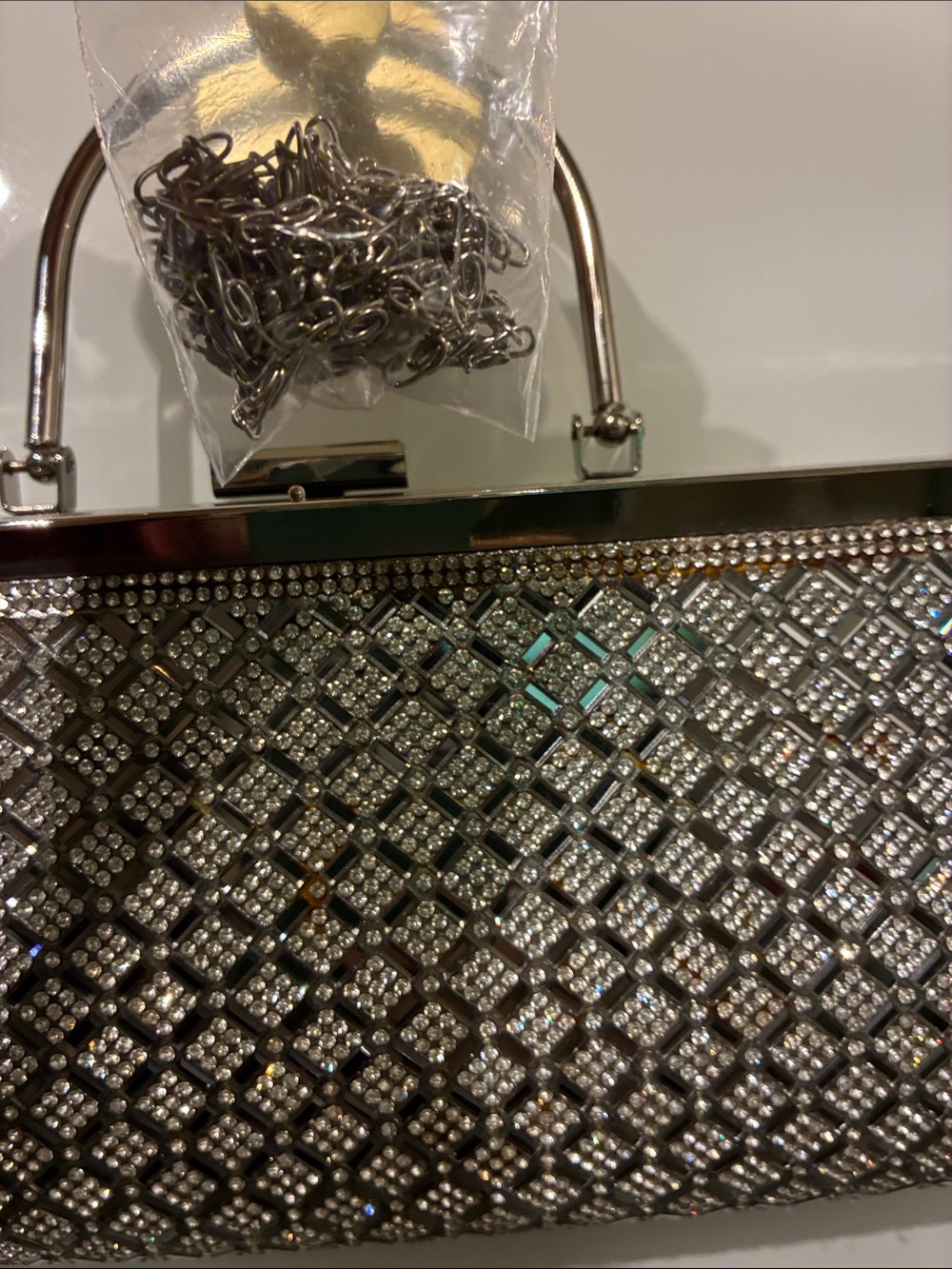 Source Unknown Silver Rhinestone Frame Clutch - Picture 5 of 7